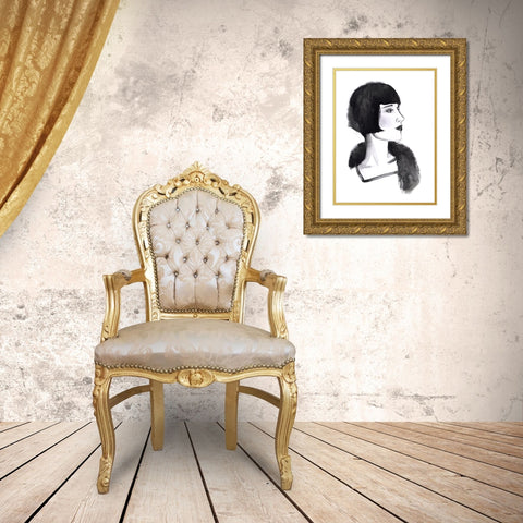 Gatsby Girl I Gold Ornate Wood Framed Art Print with Double Matting by Popp, Grace