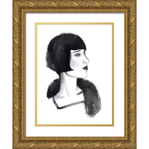 Gatsby Girl I Gold Ornate Wood Framed Art Print with Double Matting by Popp, Grace