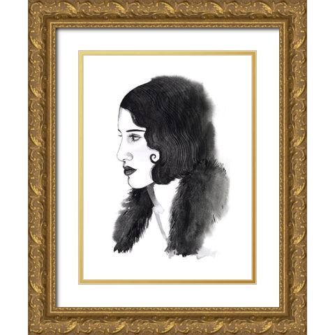 Gatsby Girl II Gold Ornate Wood Framed Art Print with Double Matting by Popp, Grace