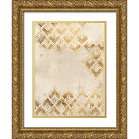 Deco Pattern in Cream III Gold Ornate Wood Framed Art Print with Double Matting by Vess, June Erica