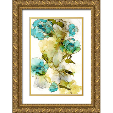 Flower Facets I Gold Ornate Wood Framed Art Print with Double Matting by Goldberger, Jennifer