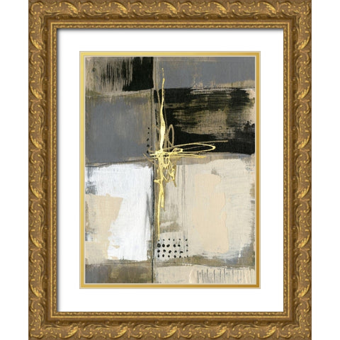 Neutral Divisions III Gold Ornate Wood Framed Art Print with Double Matting by Goldberger, Jennifer