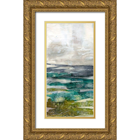 Crackled Marshland I Gold Ornate Wood Framed Art Print with Double Matting by Goldberger, Jennifer