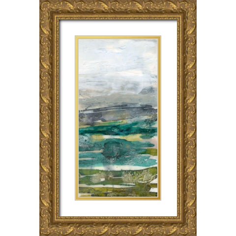Crackled Marshland III Gold Ornate Wood Framed Art Print with Double Matting by Goldberger, Jennifer