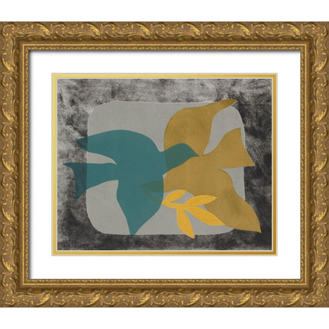 Dove Composition I Gold Ornate Wood Framed Art Print with Double Matting by Delamater, Rob