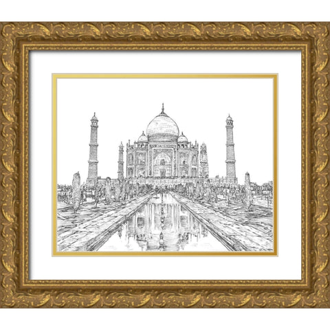 India in Black and White II Gold Ornate Wood Framed Art Print with Double Matting by Wang, Melissa