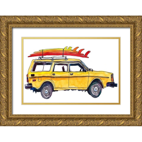 Surfin Wheels V Gold Ornate Wood Framed Art Print with Double Matting by McCreery, Paul