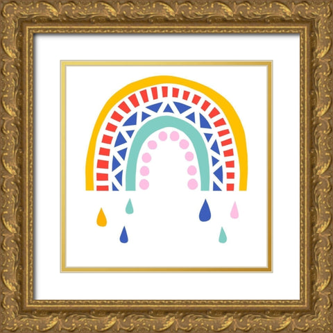 Patterned Rainbow II Gold Ornate Wood Framed Art Print with Double Matting by Barnes, Victoria