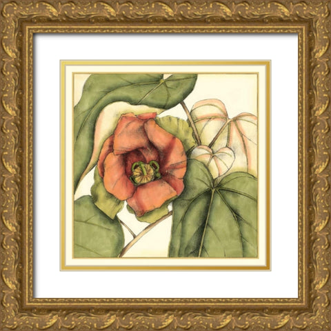 Tropical Blooms and Foliage IV Gold Ornate Wood Framed Art Print with Double Matting by Goldberger, Jennifer