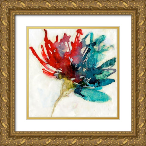 Splashed Flower I Gold Ornate Wood Framed Art Print with Double Matting by Goldberger, Jennifer