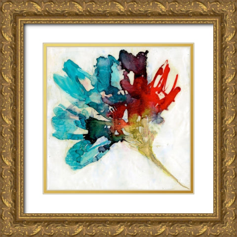 Splashed Flower II Gold Ornate Wood Framed Art Print with Double Matting by Goldberger, Jennifer