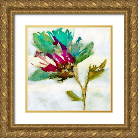 Fuchsia Splash II Gold Ornate Wood Framed Art Print with Double Matting by Goldberger, Jennifer