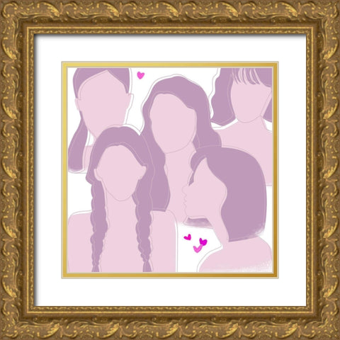 Happy Galentines Day III Gold Ornate Wood Framed Art Print with Double Matting by Wang, Melissa