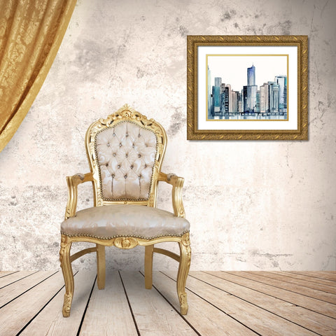 Watercolor Skyline I Gold Ornate Wood Framed Art Print with Double Matting by Barnes, Victoria