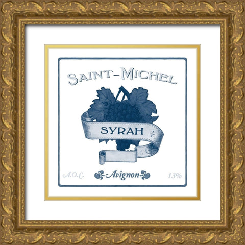 Indigo Wine Labels VI Gold Ornate Wood Framed Art Print with Double Matting by Vess, June Erica