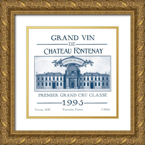 Indigo Wine Labels IX Gold Ornate Wood Framed Art Print with Double Matting by Vess, June Erica