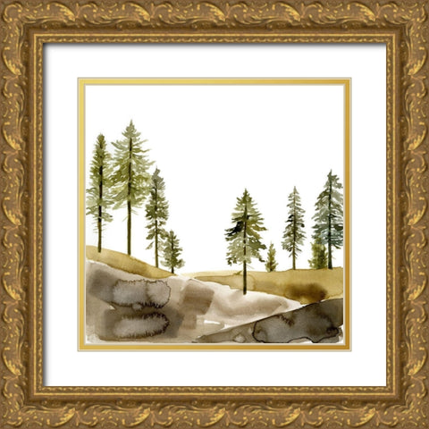Pine Hill I Gold Ornate Wood Framed Art Print with Double Matting by Green, Jacob