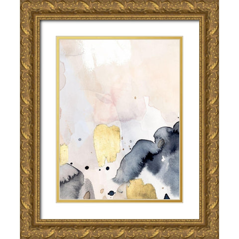 Indigo Blush and Gold IV Gold Ornate Wood Framed Art Print with Double Matting by Barnes, Victoria