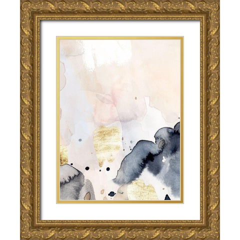 Indigo Blush and Gold IV Gold Ornate Wood Framed Art Print with Double Matting by Barnes, Victoria
