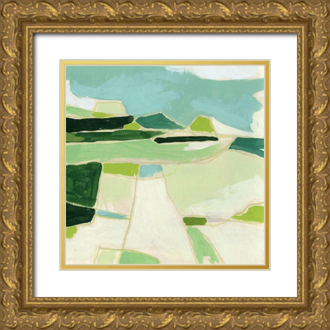 Greenscape I Gold Ornate Wood Framed Art Print with Double Matting by Vess, June Erica