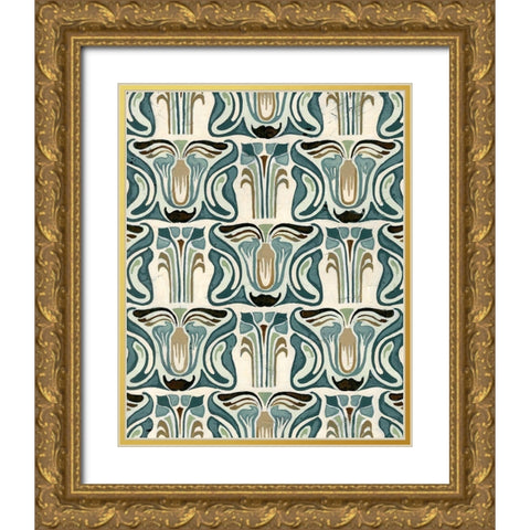 Deco Parlor Pattern II Gold Ornate Wood Framed Art Print with Double Matting by Vess, June Erica