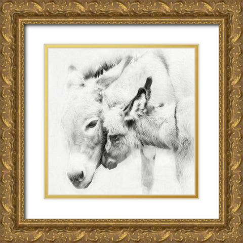 Donkey Portrait III Gold Ornate Wood Framed Art Print with Double Matting by PHBurchett