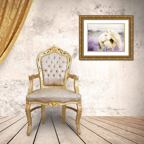 Horse in Lavender III Gold Ornate Wood Framed Art Print with Double Matting by PHBurchett