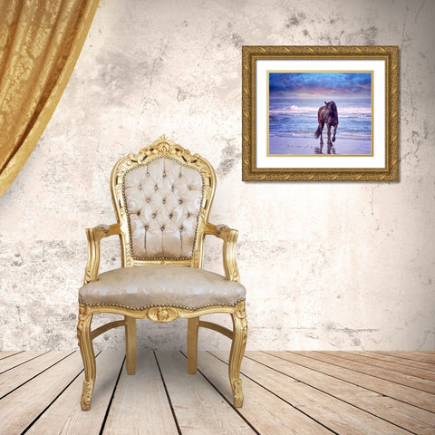 Running in the Sand I Gold Ornate Wood Framed Art Print with Double Matting by PHBurchett