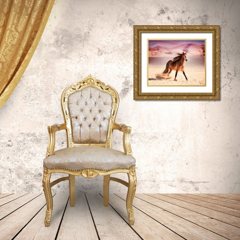 Running in the Sand II Gold Ornate Wood Framed Art Print with Double Matting by PHBurchett