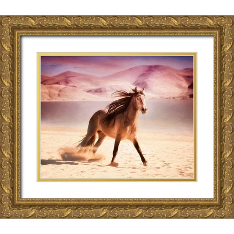 Running in the Sand II Gold Ornate Wood Framed Art Print with Double Matting by PHBurchett