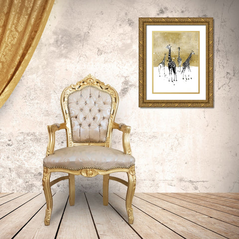 Spotted Giraffe I Gold Ornate Wood Framed Art Print with Double Matting by Warren, Annie