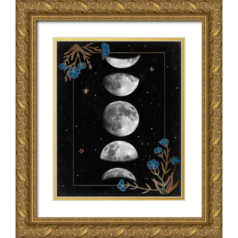 Night Moon I Gold Ornate Wood Framed Art Print with Double Matting by Wang, Melissa