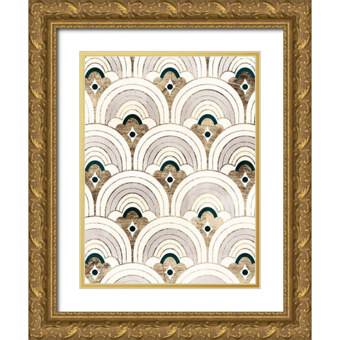 Deco Patterning IV Gold Ornate Wood Framed Art Print with Double Matting by Barnes, Victoria