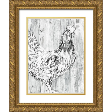 Barnwood Flock I Gold Ornate Wood Framed Art Print with Double Matting by Vess, June Erica