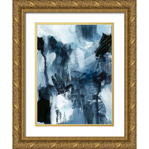 Composition in Blue I Gold Ornate Wood Framed Art Print with Double Matting by Barnes, Victoria