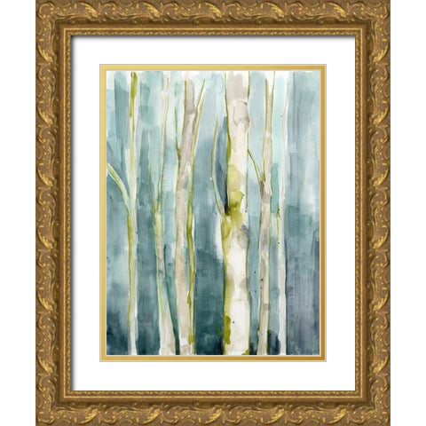 Treeline Watercolor I Gold Ornate Wood Framed Art Print with Double Matting by Goldberger, Jennifer