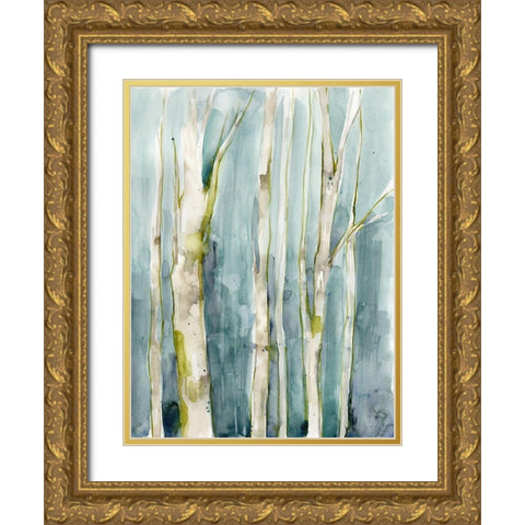 Treeline Watercolor II Gold Ornate Wood Framed Art Print with Double Matting by Goldberger, Jennifer