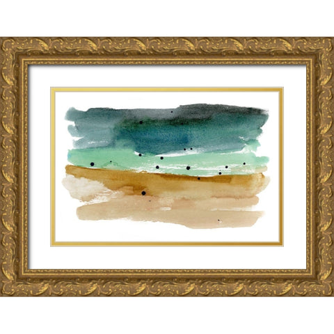 Shoreline Strokes II Gold Ornate Wood Framed Art Print with Double Matting by Warren, Annie