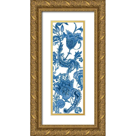 Indigo Chintz VI Gold Ornate Wood Framed Art Print with Double Matting by Wang, Melissa