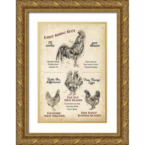 Hen House I Gold Ornate Wood Framed Art Print with Double Matting by Studio W