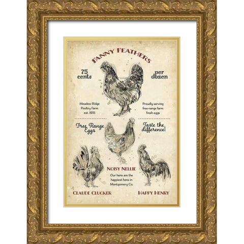 Hen House II Gold Ornate Wood Framed Art Print with Double Matting by Studio W