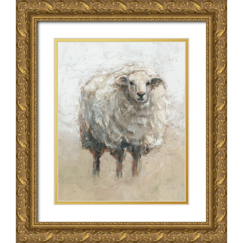 Fluffy Sheep II Gold Ornate Wood Framed Art Print with Double Matting by Harper, Ethan