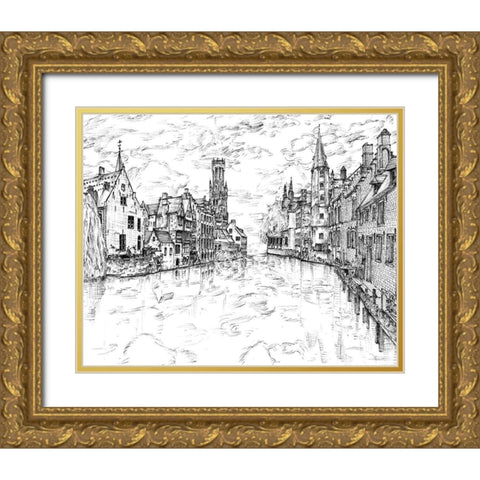 European Vacation in BandW I Gold Ornate Wood Framed Art Print with Double Matting by Wang, Melissa