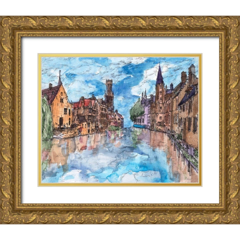 Trip to Europe I Gold Ornate Wood Framed Art Print with Double Matting by Wang, Melissa