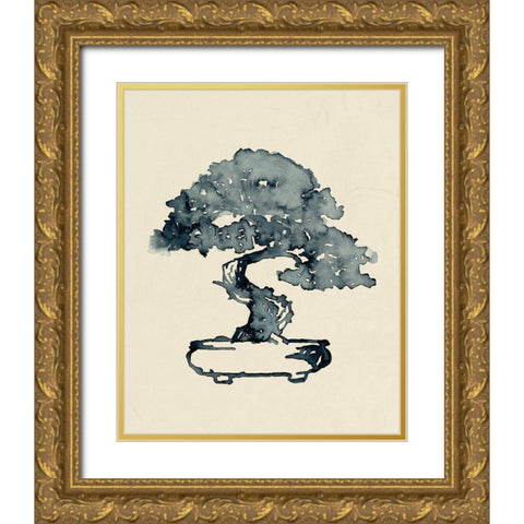 Indigo Bonsai I Gold Ornate Wood Framed Art Print with Double Matting by Green, Jacob
