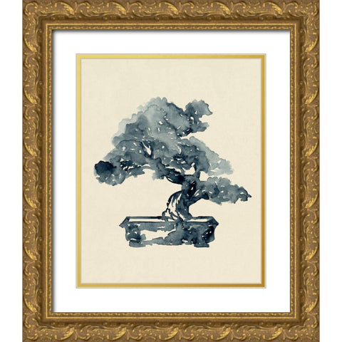 Indigo Bonsai II Gold Ornate Wood Framed Art Print with Double Matting by Green, Jacob