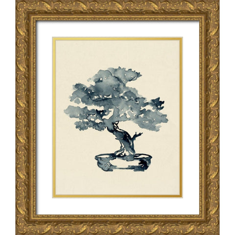 Indigo Bonsai III Gold Ornate Wood Framed Art Print with Double Matting by Green, Jacob