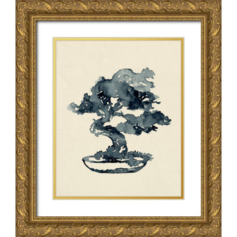 Indigo Bonsai IV Gold Ornate Wood Framed Art Print with Double Matting by Green, Jacob
