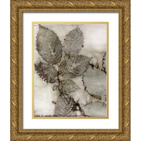 Birch Leaves II Gold Ornate Wood Framed Art Print with Double Matting by Phillips, Kathryn