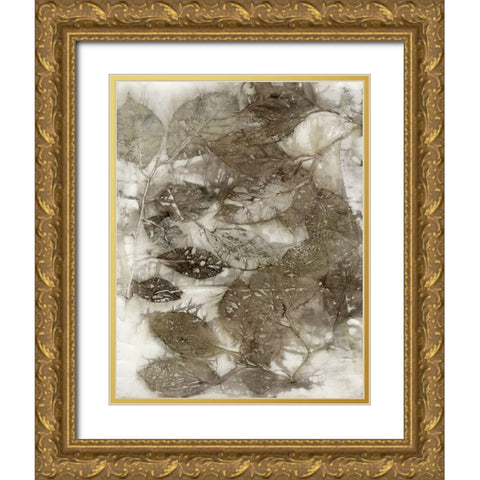 Dogwood Leaves I Gold Ornate Wood Framed Art Print with Double Matting by Phillips, Kathryn